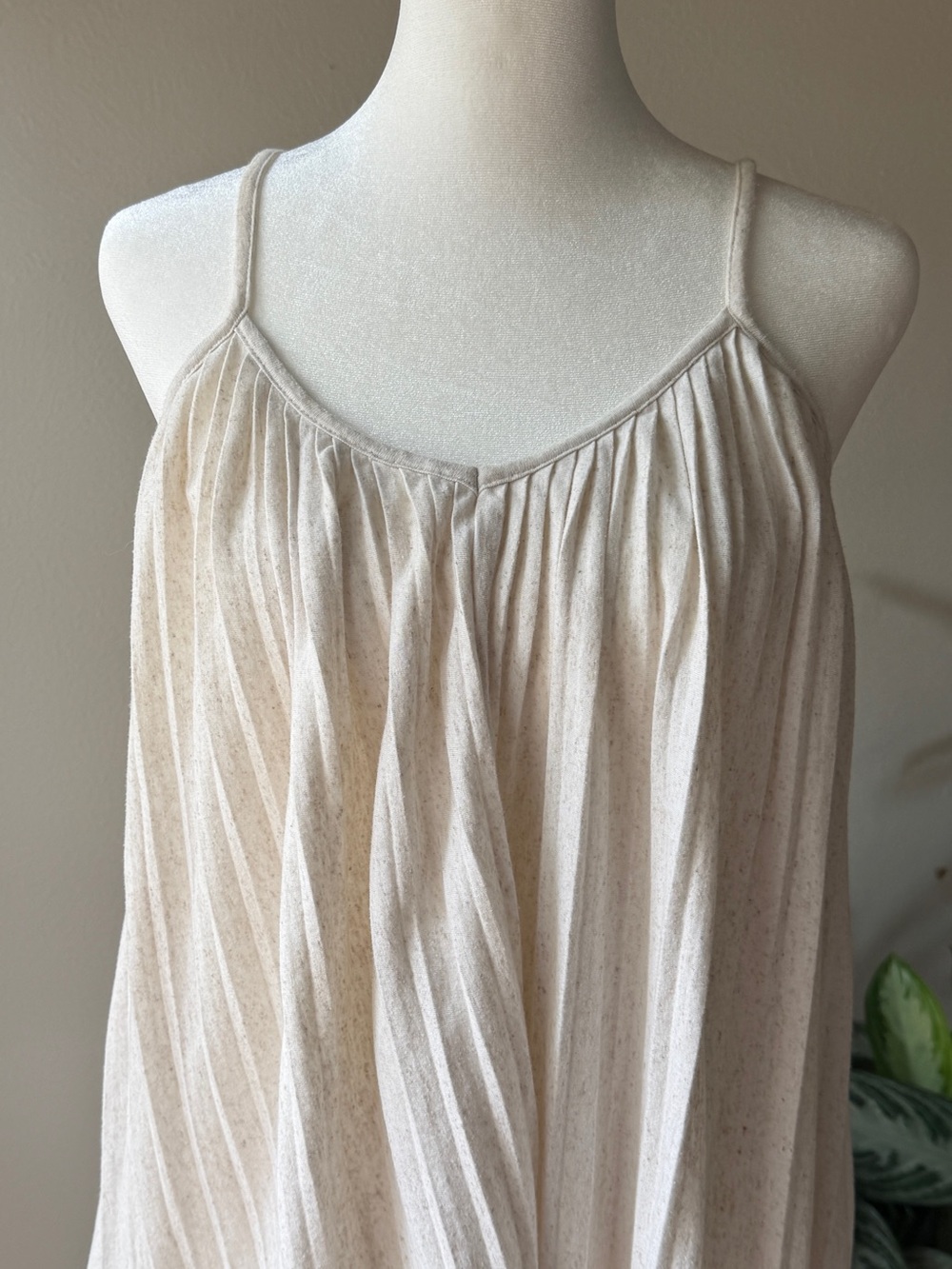 Banana Republic Cream Pleated Spaghetti-Strap Top